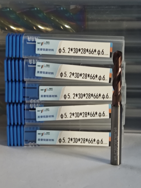 Στερεό καρβίδιο 3D / 5D τρυπάνι επικαλυμμένο με εξωτερικό ψυκτικό φ5.2 x 3D x 28 x 66 x φ6mm εργαλείο κοπής