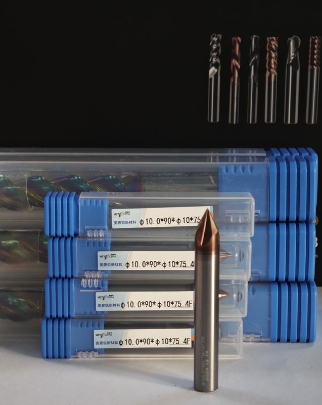 MPG4 CNC Rad Mill Carbide Chamfer Mill 4 Flutes Mill Ακατέργαστο μεταποιητικό εργοστάσιο για κράμα χάλυβα, χάλυβα μούχλας, προσκληρωμένο χάλυβα, Φ10.0 X 90 ° x Φ10 X 75mm