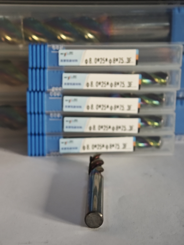 MAE PLUS Φ8.0x25x8Dx75mm 3 φλάουτες Τελικός μύλος για μεταποίηση μη σιδηρούχων μετάλλων Αλουμινίου και Χαλκού