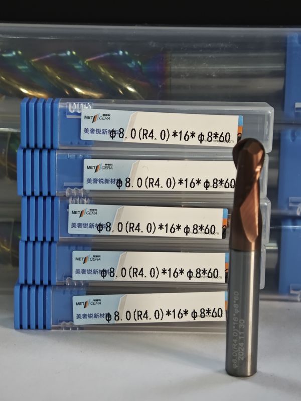 MPB2 Στερεό Καρβίδιο Σφαίρα Νύφος Τελικός Στρίπτης 2 Φλάουτες HRC55-HRC60 R0.5-10,8mm, Φ8.0(R4.0) x16x8Dx60mm