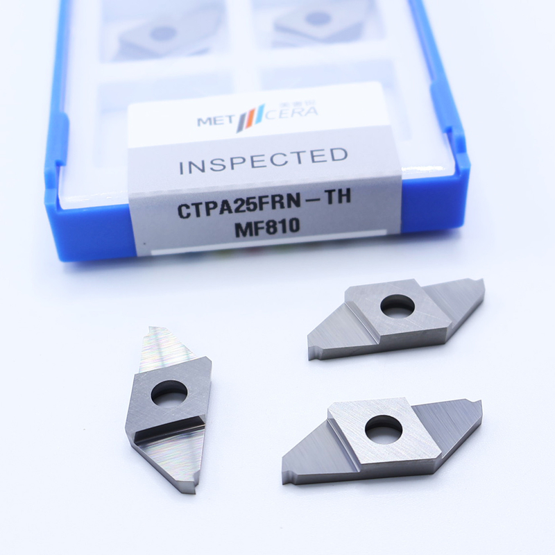 HRA91.8 Σκληρότητα Κόψιμο Εισαγωγή CNC Carbide για CTPA Μη επικαλυμμένο Χώρισμα Αφαίρεση Ενδεικτικές Εισαγωγές CTPA25FRN-TH Καθαρή κοπή