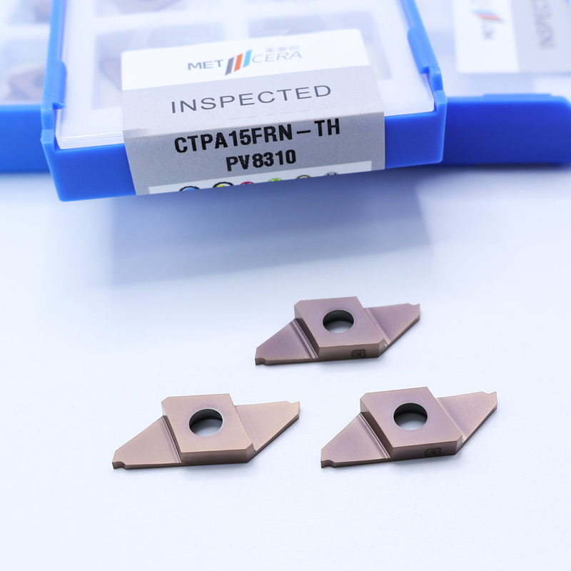 Δυσκαρδία HV4200 PVD Coated Carbide Parting Off Indexable Inserts για την επεξεργασία χάλυβα και ανοξείδωτου χάλυβα CTPA15FRN-TH