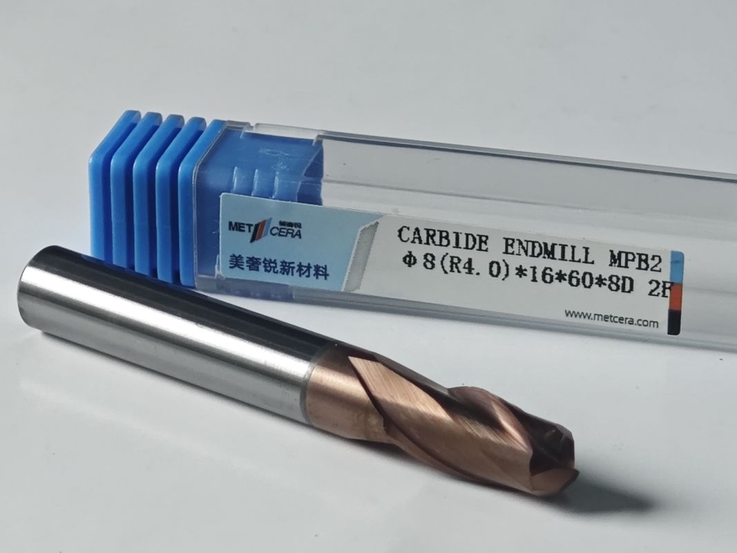 MPB2 Στερεό Καρβίδιο Σφαίρα Νύφος Τελικός Στρίπτης 2 Φλάουτες HRC55-HRC60 R0.5-10,8mm, Φ8.0(R4.0) x16x8Dx60mm