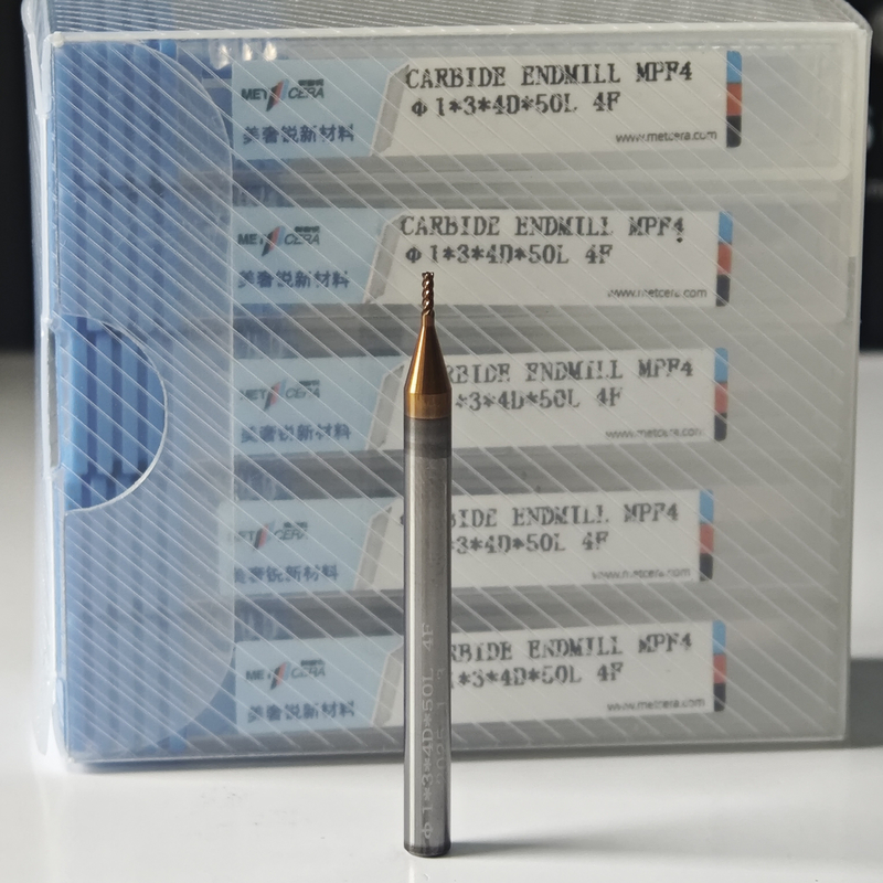MPF4 Στερεό Καρβίδιο 4 Φλάουτες 1mm για το κόψιμο χάλυβα άνθρακα Φ1x3x4Dx50mm