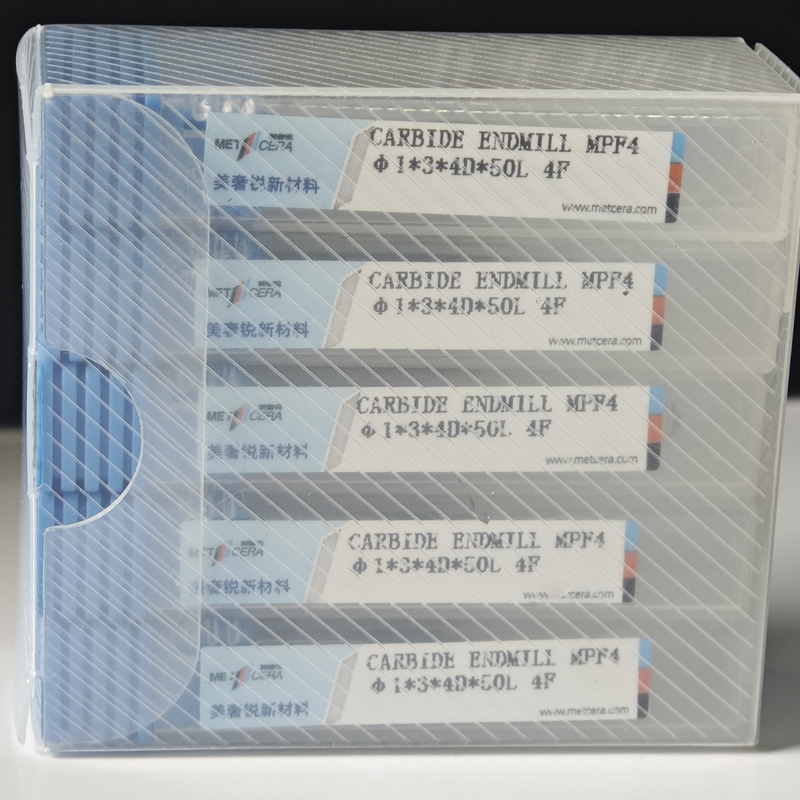 MPF4 Στερεό Καρβίδιο 4 Φλάουτες 1mm για το κόψιμο χάλυβα άνθρακα Φ1x3x4Dx50mm