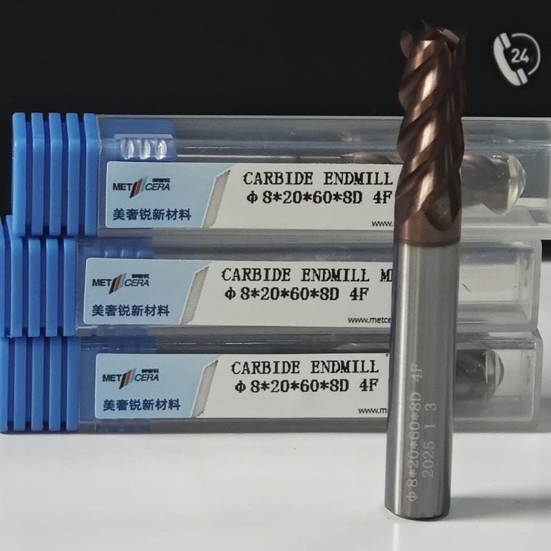 8mm Ακατέργαστη επεξεργασία TiAlSi Επιχρίστωση HRC55-60 Δυσκαρδία Τέσσερις άκρες πεδίο φρέναρισμα για χαμηλό κράμα χάλυβα εργαστηρίου