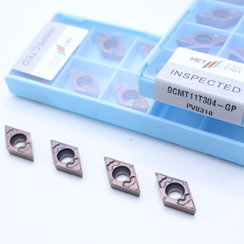 DCMT070204 DCMT11T304 Εισαρτήματα στροφής καρβιδίου PVD επικαλυμμένα για εξωτερική και εσωτερική στροφή στο GP Chip Breaker