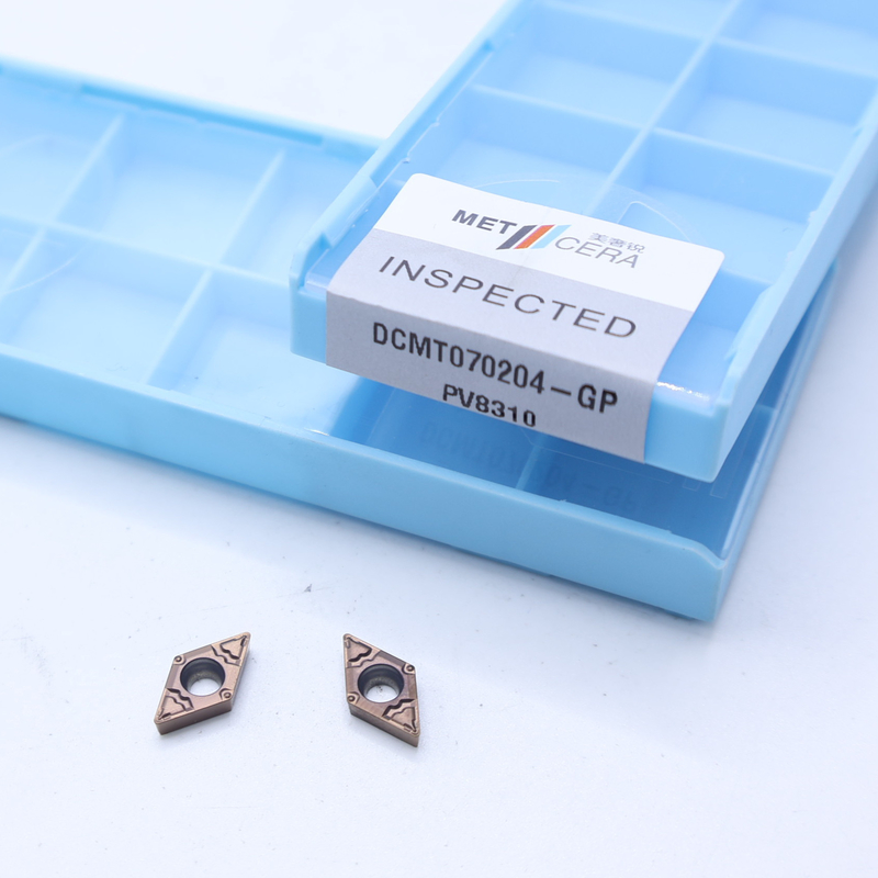 DCMT070204 DCMT11T304 Εισαρτήματα στροφής καρβιδίου PVD επικαλυμμένα για εξωτερική και εσωτερική στροφή στο GP Chip Breaker